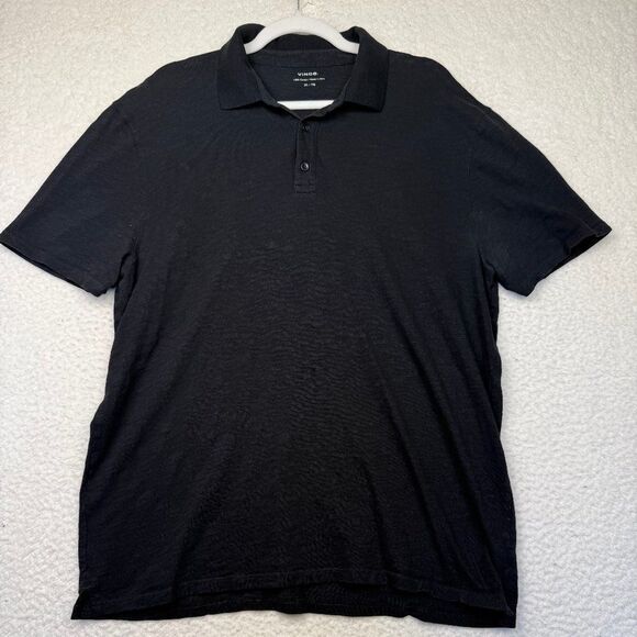 Vince Polo Shirt Men Black Casual Outdoors Stretch Cotton Soft Size XL - Picture 1 of 6